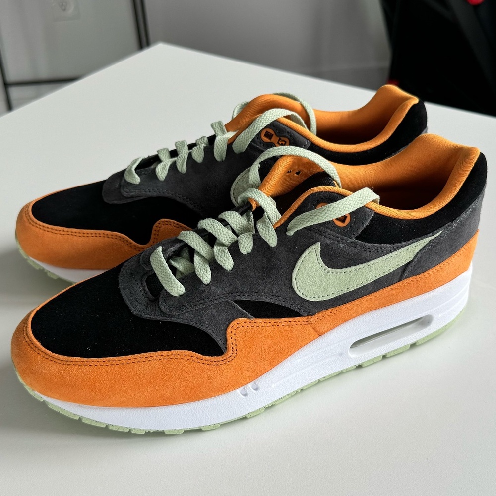 Nike Air Max One Sneakers in Black, Orange & Light Green